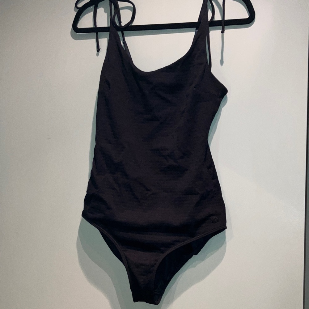 Albion Shoulder Tie Black One Piece Swimsuit